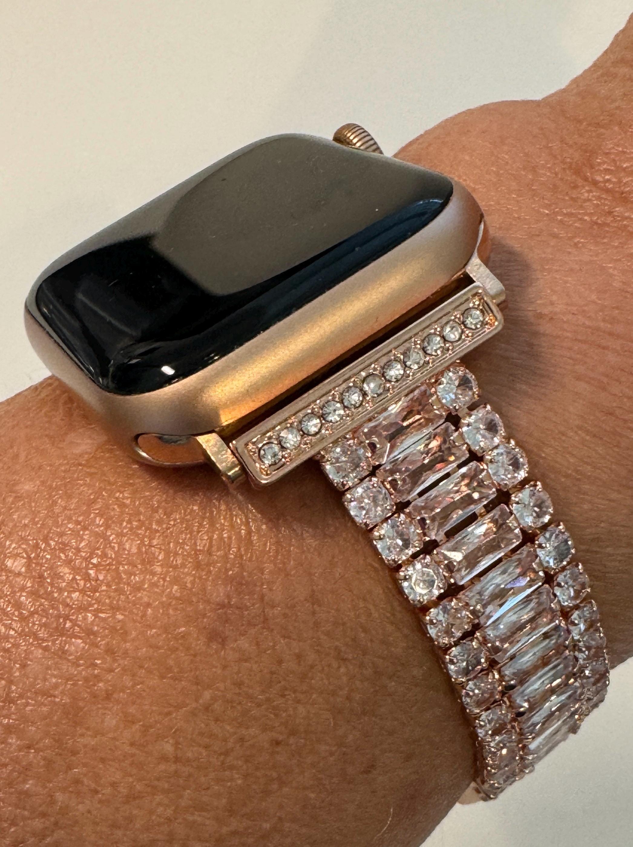 Apple Watch Band Series 10 42mm 46mm Rose Gold Swarovski Crystals - Iwatch Band Straps 44mm 45mm 49mm Ultra - Apple Watch Bracelet Bling