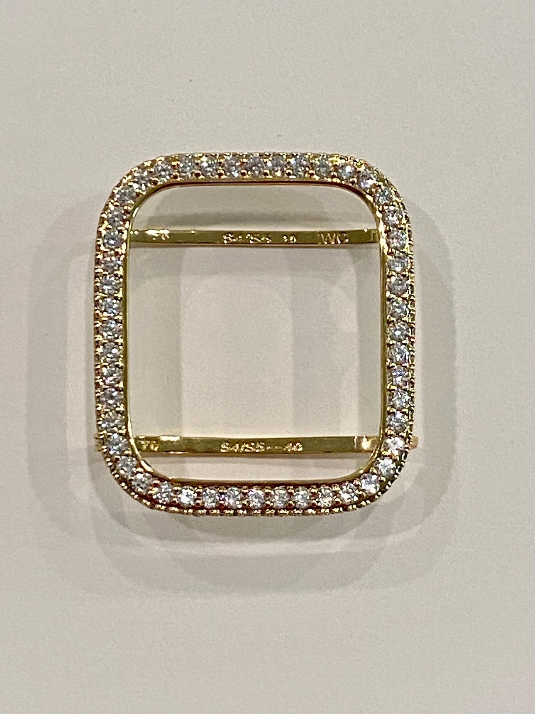 Apple Watch Band Womens Swarovski Crystals 14k Yellow Gold PL & or Apple Watch Case Lab Diamond Bezel for Iphone Watch Cover Iwatch Candy