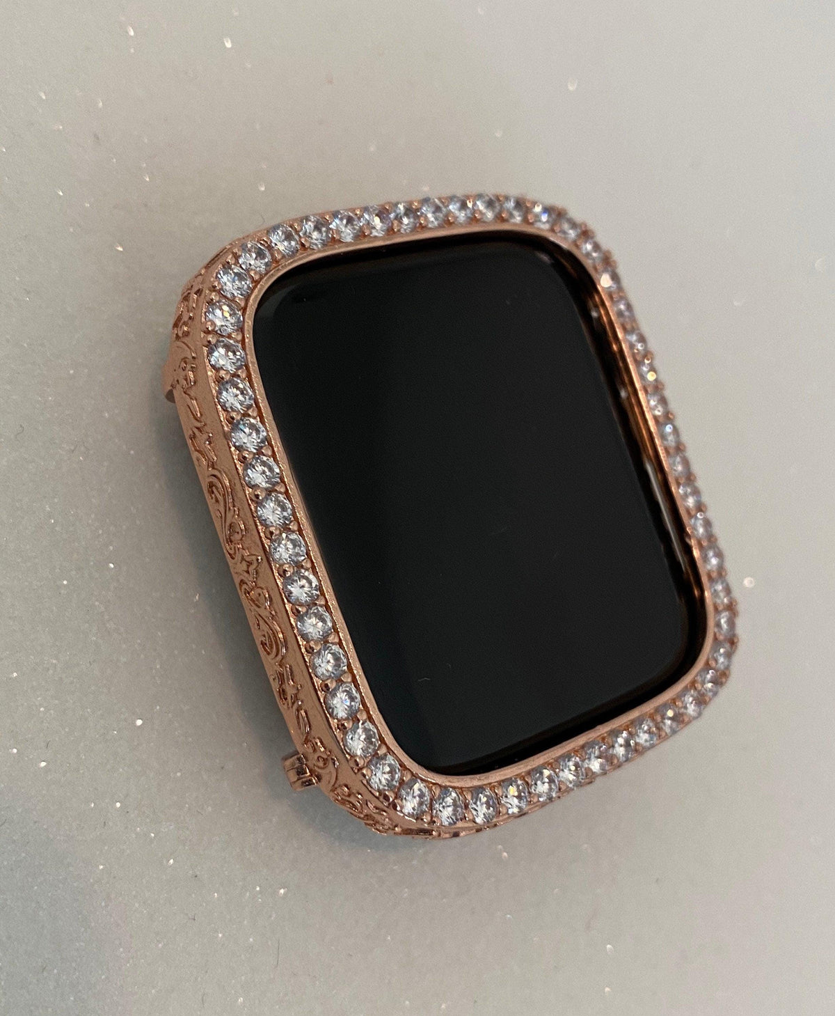 Designer Rose Gold Apple Watch Cover Set with Lab Diamonds, Apple Watch Case Bumper 40mm 44mm Series 4,5,6
