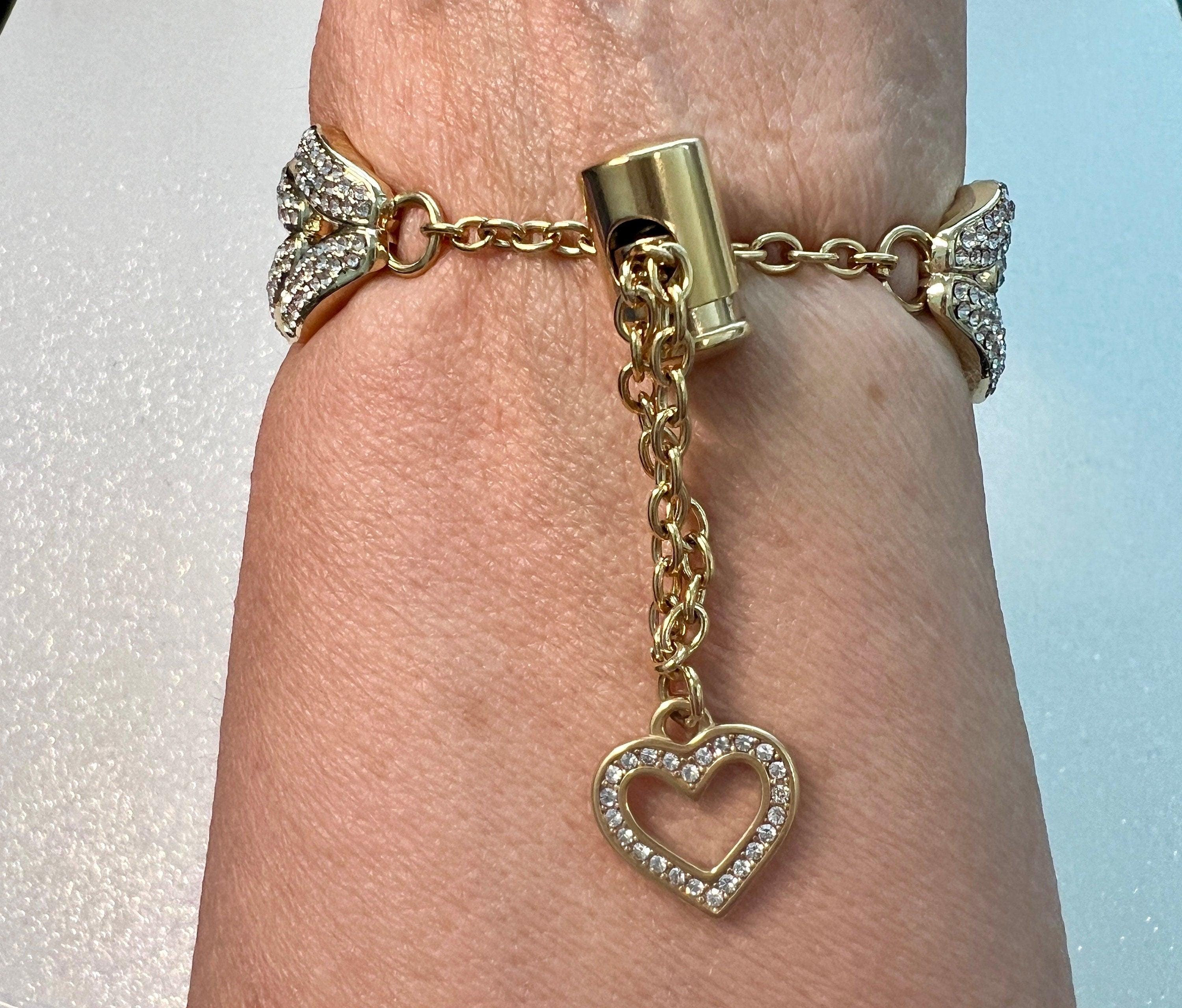 Designer Apple Watch Band Woman Gold Crystal Heart Charm & or Apple Watch Case Lab Diamond Bezel 38mm-49mm Apple Watch Cover