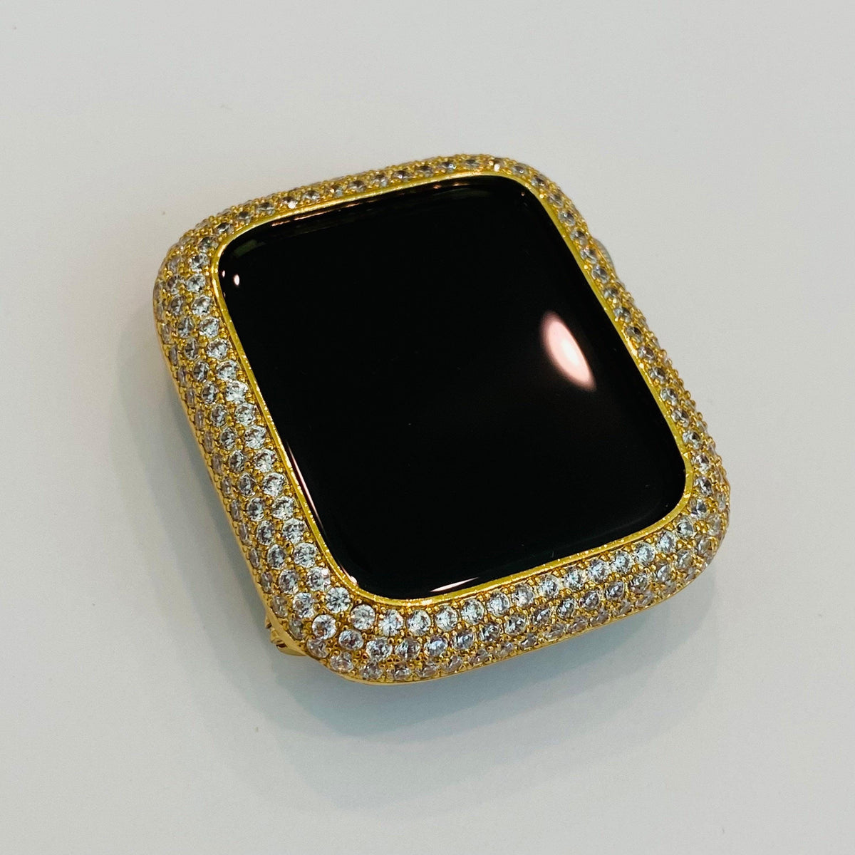 Gold Apple Watch Band Stainless Steel Womens Iphone Watch Bracelet & or Apple Watch Case Lab Diamond Bezel 38mm-49mm Ultra Iwatch Candy