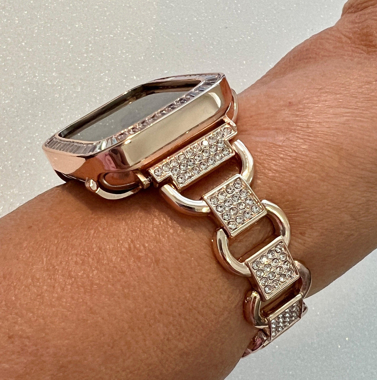 Gold Apple Watch Band Bracelet for Iphone Watch Swarovski Crystals & or Apple Watch Case Lab Diamond Baguettes 38mm-49mm Ultra Iwatch Candy