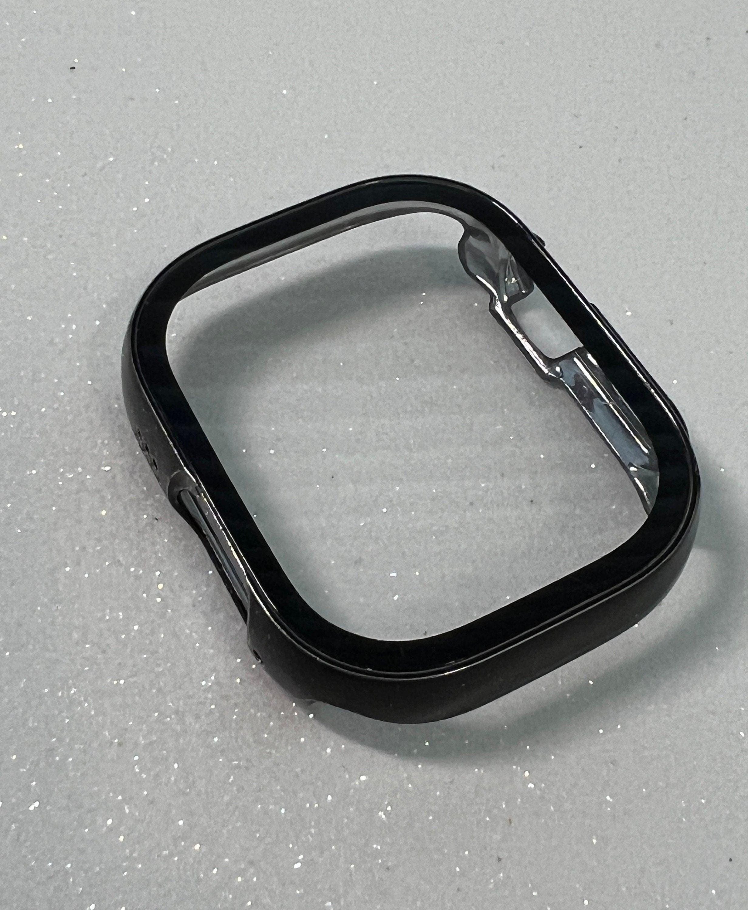 Apple Watch Band Black on Black 49mm Ultra Crystals & or Apple Watch Cover Tempered Glass Screen Protector Poly Carbonate Apple Watch Face