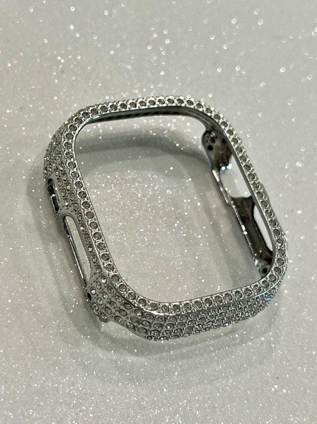 49mm Ultra Apple Watch Cover Silver Swarovski Crystals Apple Watch Case Smartwatch Bumper Bling Series 8