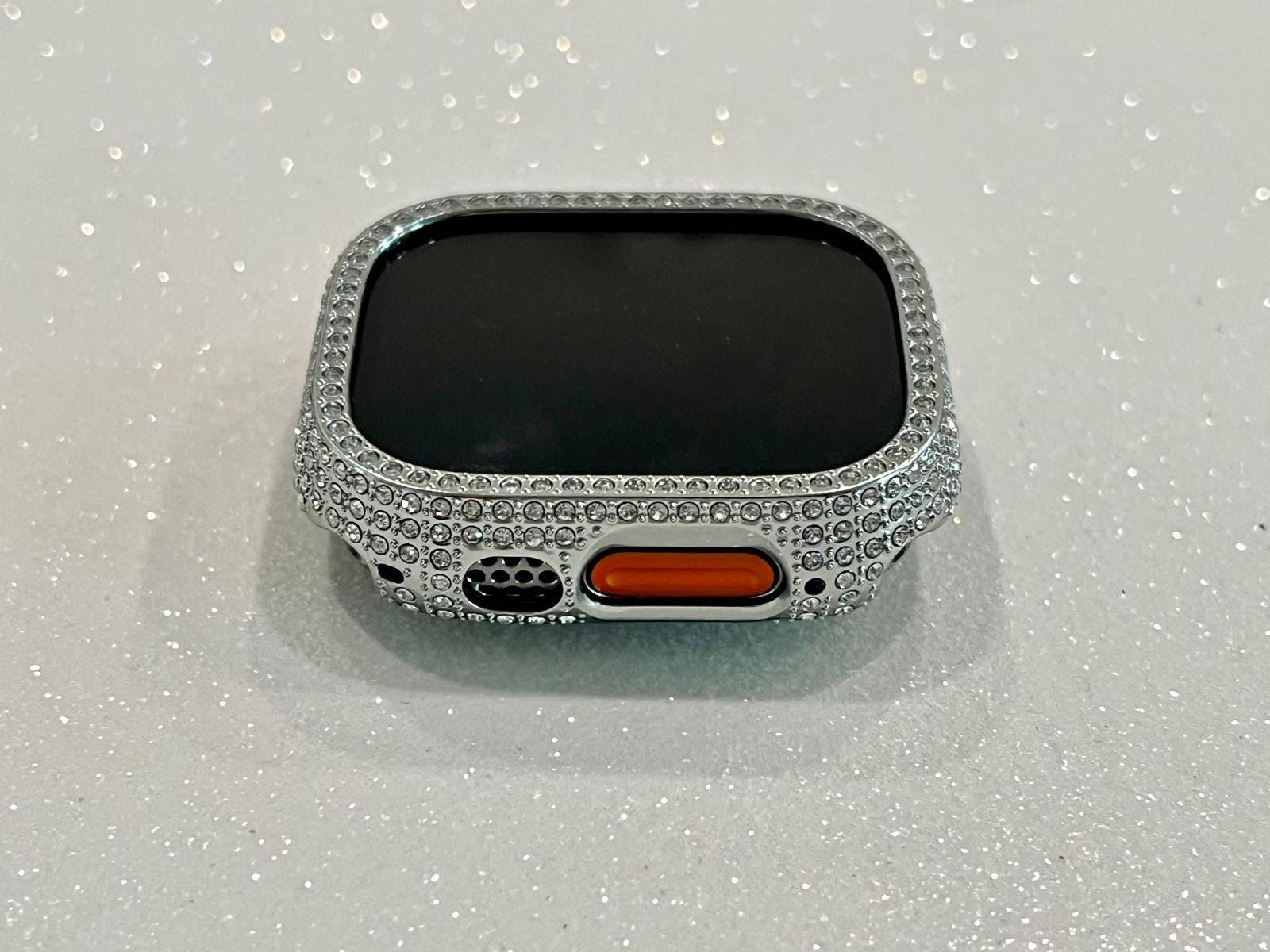 49mm Ultra Apple Watch Cover Silver Crystals Apple Watch Case Smartwatch Bumper Bling Series 8