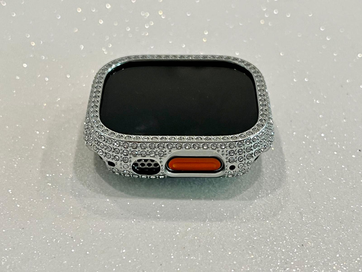 49mm Ultra Apple Watch Cover Silver Crystals Apple Watch Case Smartwatch Bumper Bling Series 8
