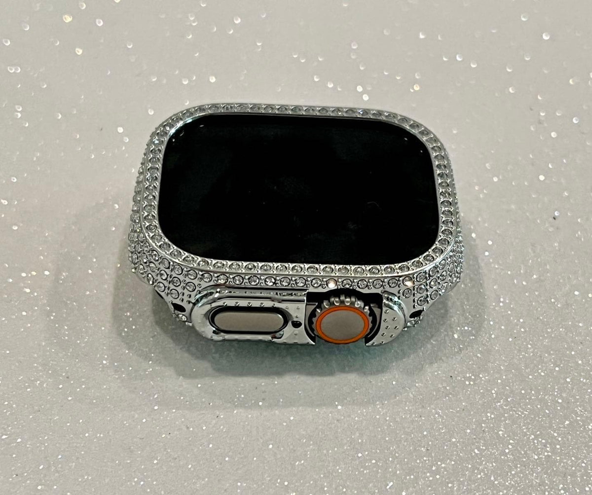 49mm Ultra Apple Watch Cover Silver Crystals Apple Watch Case Smartwatch Bumper Bling Series 8