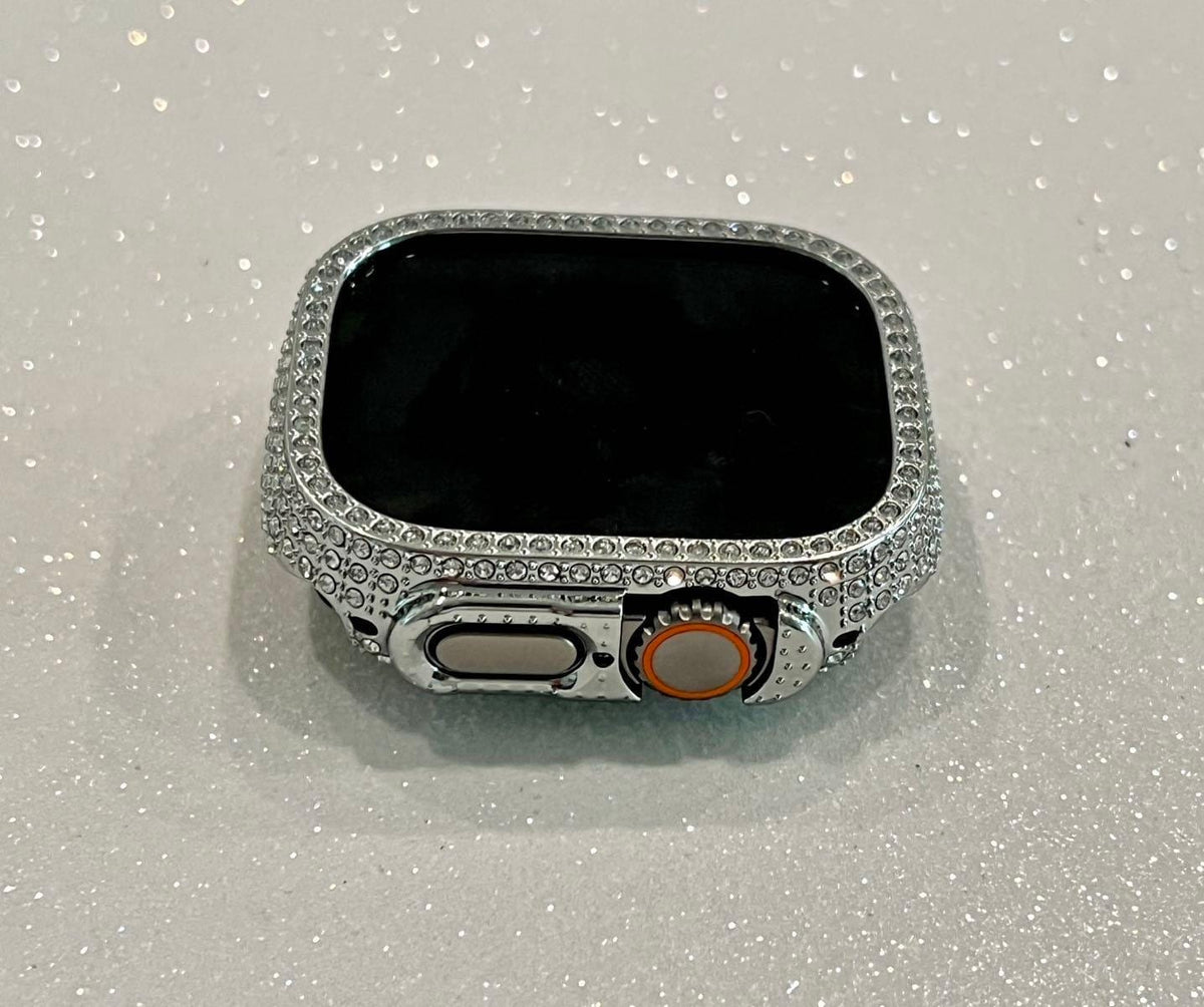 49mm Ultra Apple Watch Cover Silver Crystals Apple Watch Case Smartwatch Bumper Bling Series 8