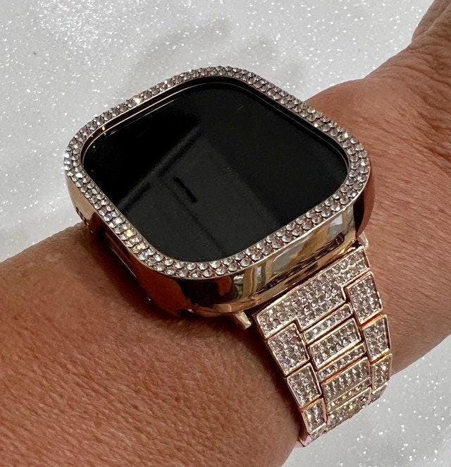 Series 10 Apple Watch Band 42mm 46mm Rose Gold Pave Swarovski Crystal Band & or Apple Watch Case Iphone Watch Protective Cover 38mm-49mm