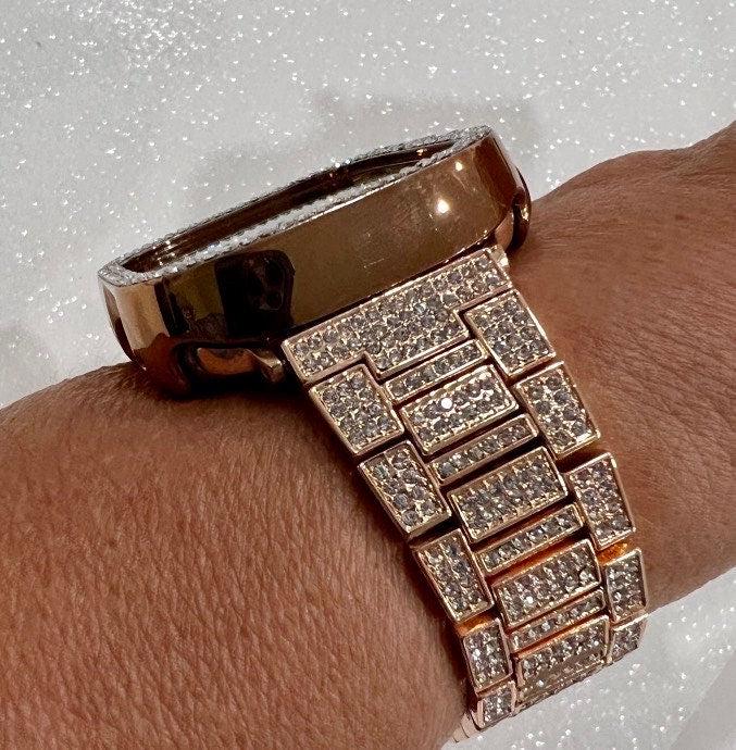 49mm Ultra Apple Watch Band Rose Gold Pave Crystal Band 41mm 45mm & or Crystal Iphone Cover, Apple Watch Case Bling