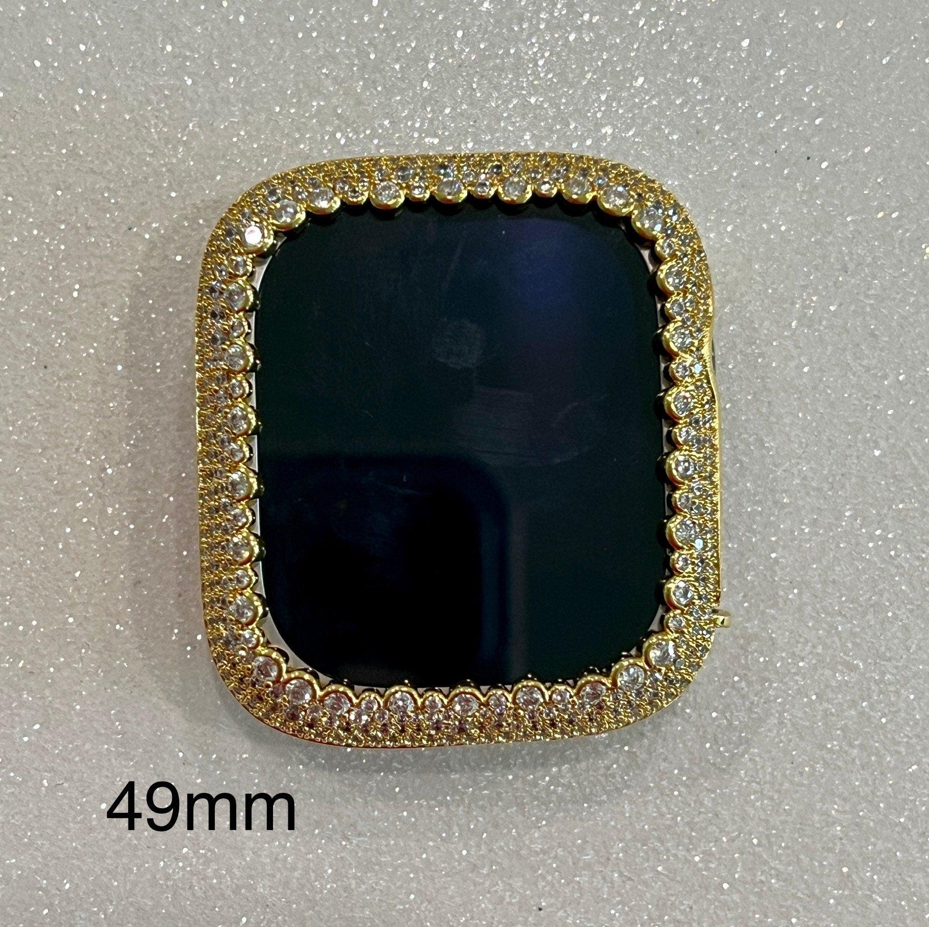 Custom Iwatch Candy Gold Apple Watch Band 41mm 45mm 49mm Ultra Swarovski Crystals & or Lab Diamond Bezel Cover Iwatch Bling 38mm-44mm Smartwatch Bumper Bling