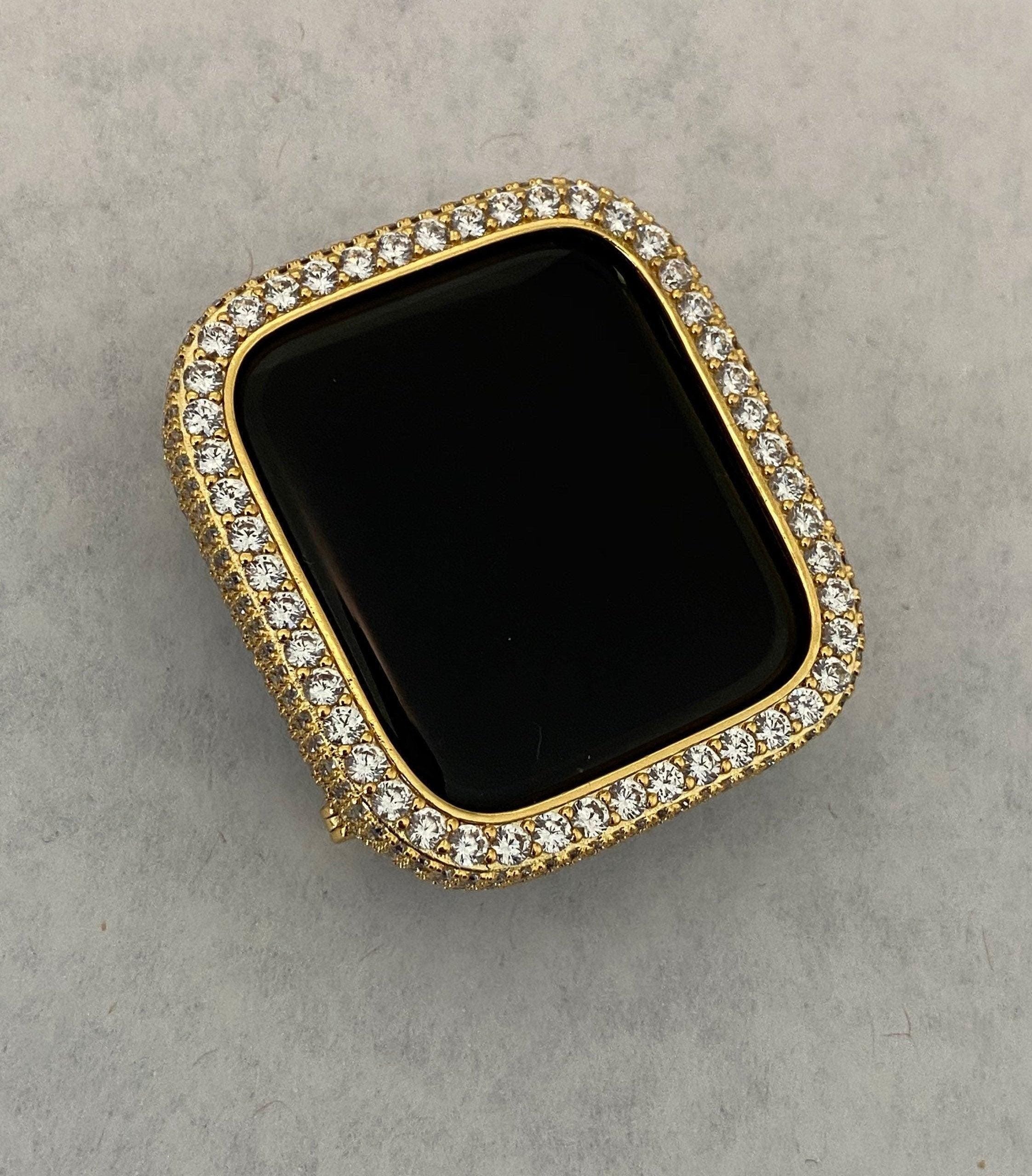 Apple Watch Cover Gold Lab Diamond Bezel Apple Watch Case 38m-49mm Ultra Smartwatch Bumper Iwatch Candy Bling Series 2-9