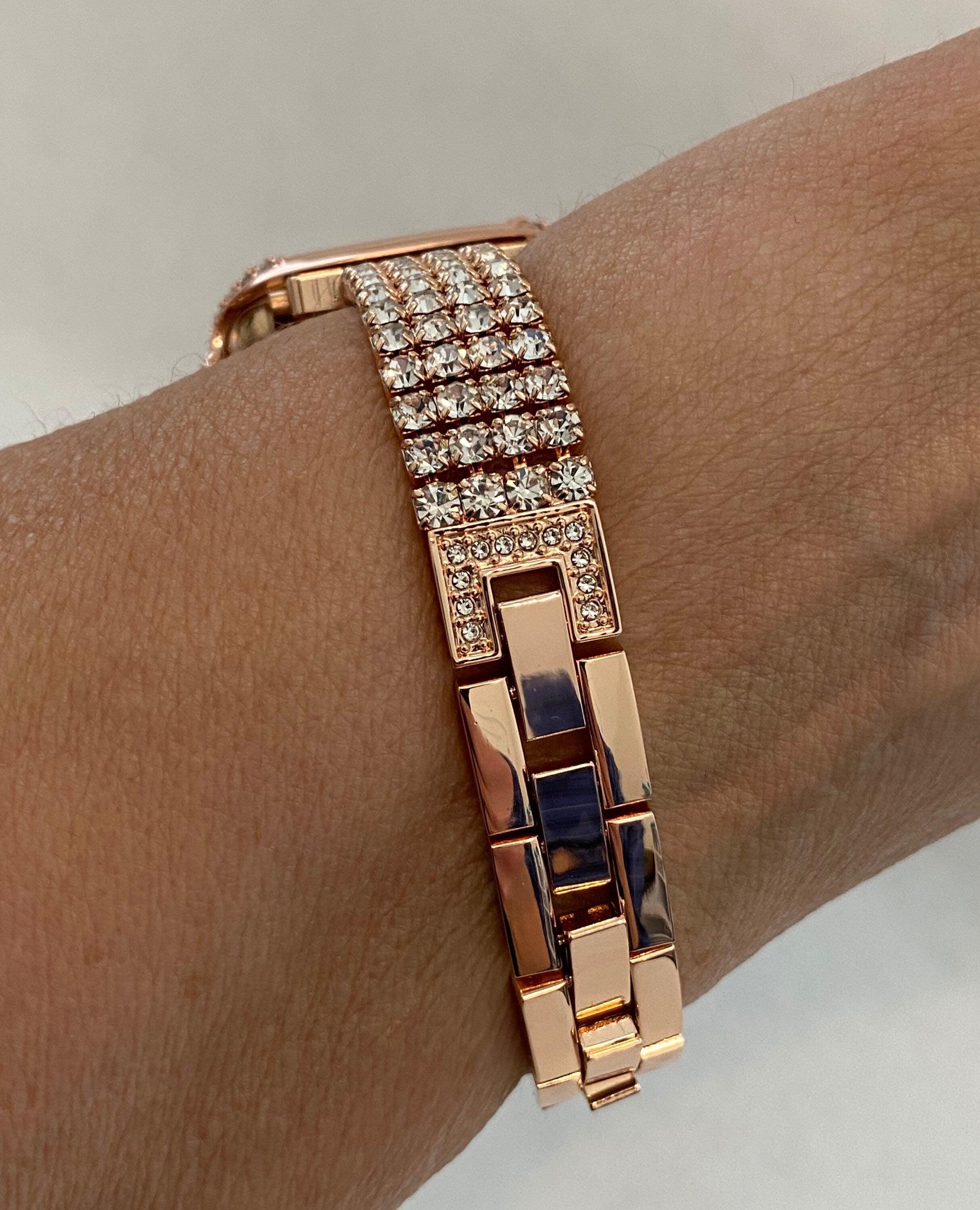 Rose Gold Apple Watch Band Women Swarovski Crystals & or Apple Watch Cover Pave Lab Diamond Bezel Iwatch Case Iphone Watch Apple Watch Bezel