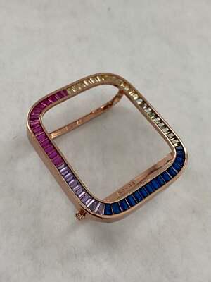 Rainbow Apple Watch Case 40mm 44mm Rose Gold Lab Diamond Bezel 38mm-46mm Series 2-12