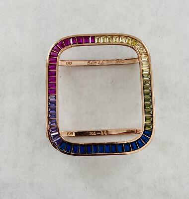 Rainbow Apple Watch Case 40mm 44mm Rose Gold Lab Diamond Bezel 38mm-46mm Series 2-12