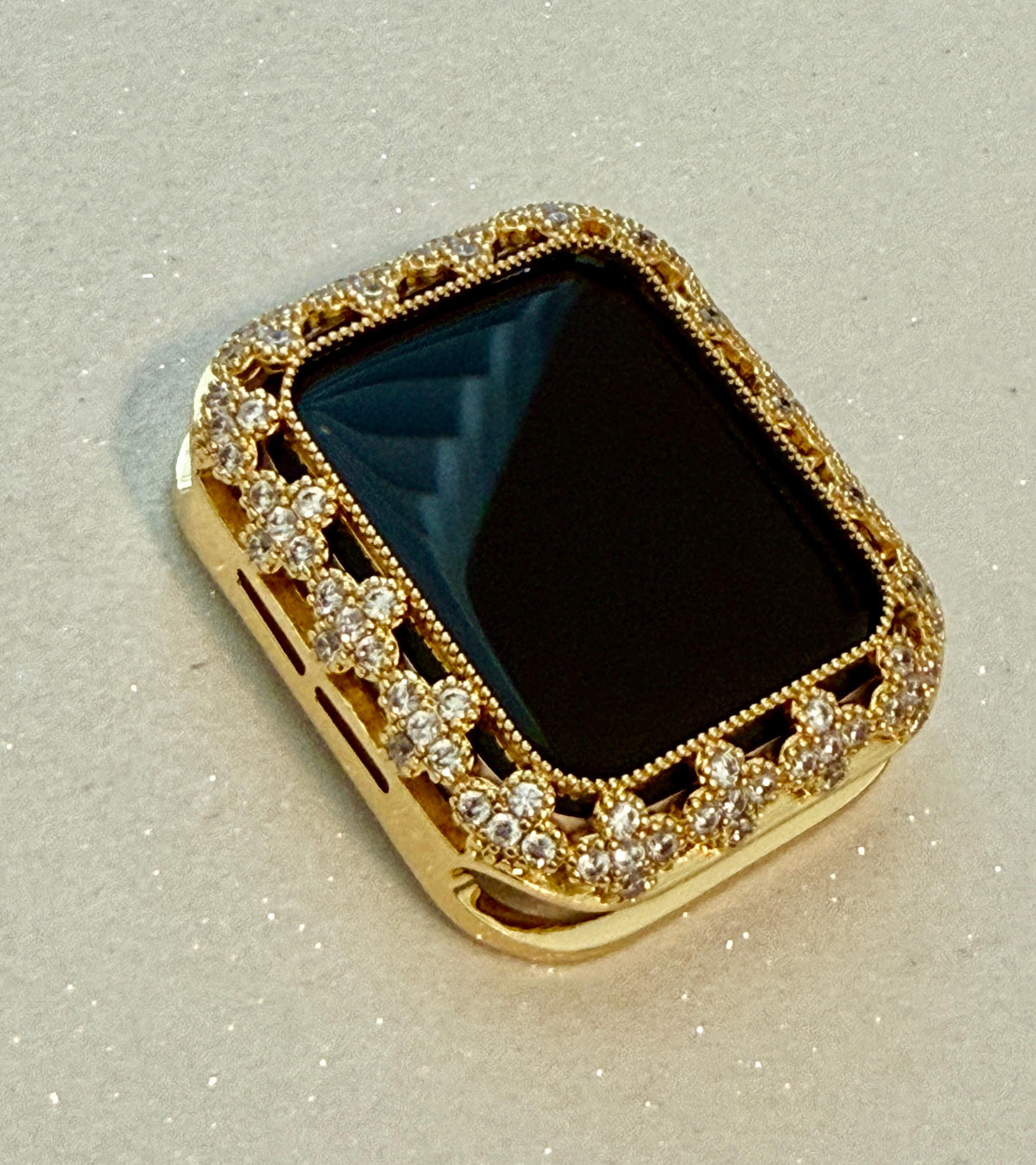 Gold Apple Watch Case Flower in Swarovski Crystals 41-46mm Series 7-11 Protective Apple Watch Bezel Only No Band Floral Iwatch Case