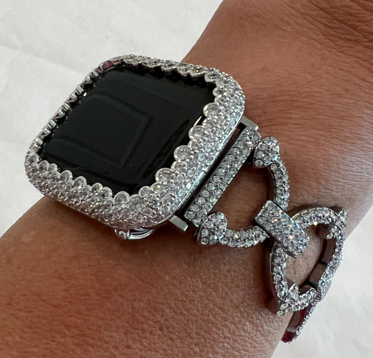 Pave Apple Watch Band, Womens Crystal Bracelet & or Lab Diamond Bezel, Apple Watch Cover, Bling Iwatch Case