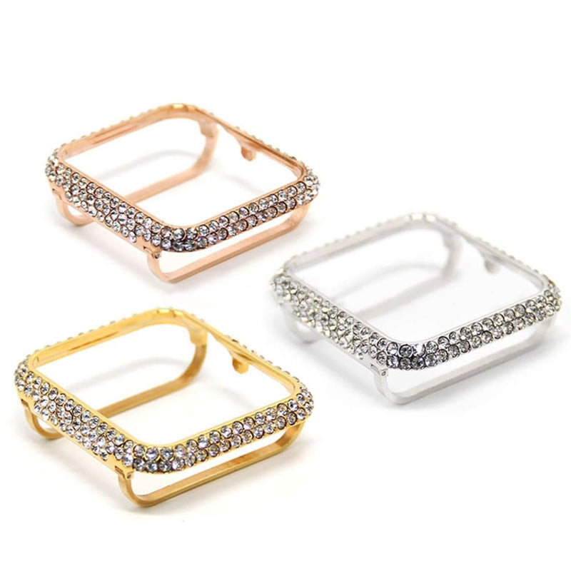 New Series 7-8 Apple Watch Bezel Case Cover 41mm 45mm Gold Swarovski Crystals Stainless Steel Bumper - 41mm apple watch, 45mm apple watch,