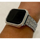 New Series 8 Apple Watch Band 41mm 45mm Silver Swarovski Crystals & or Apple Watch Case Cover Stainless Steel Bling Series 7 - 41mm apple