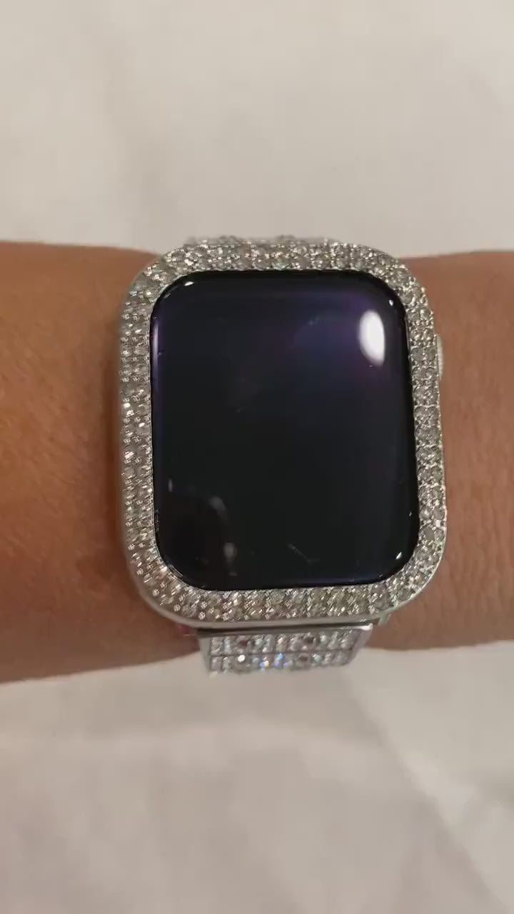 Ultra 49mm Apple Watch Band 41mm 45mm Swarovski Crystals & or Silver Apple Watch Case Iwatch Bumper 42mm 46mm Series 10-11