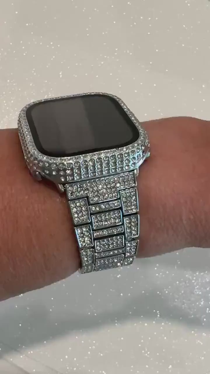 Series 11 Apple Watch Band 42mm 46mm High End Crystal Bracelet & or Apple Watch Cover for Iphone Watch Apple Watch Face Protector 41mm 45mm