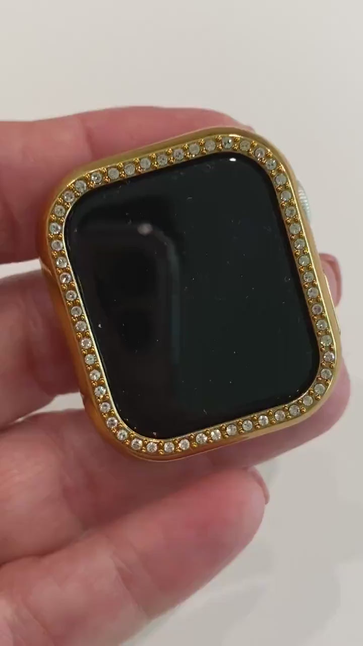 Series 10-11 Apple Watch Cover 49mm Ultra 41mm 45mm Gold Swarovski Crystal Apple Watch Bezel Protective Bumper Bling 42mm 46mm Iwatch Case