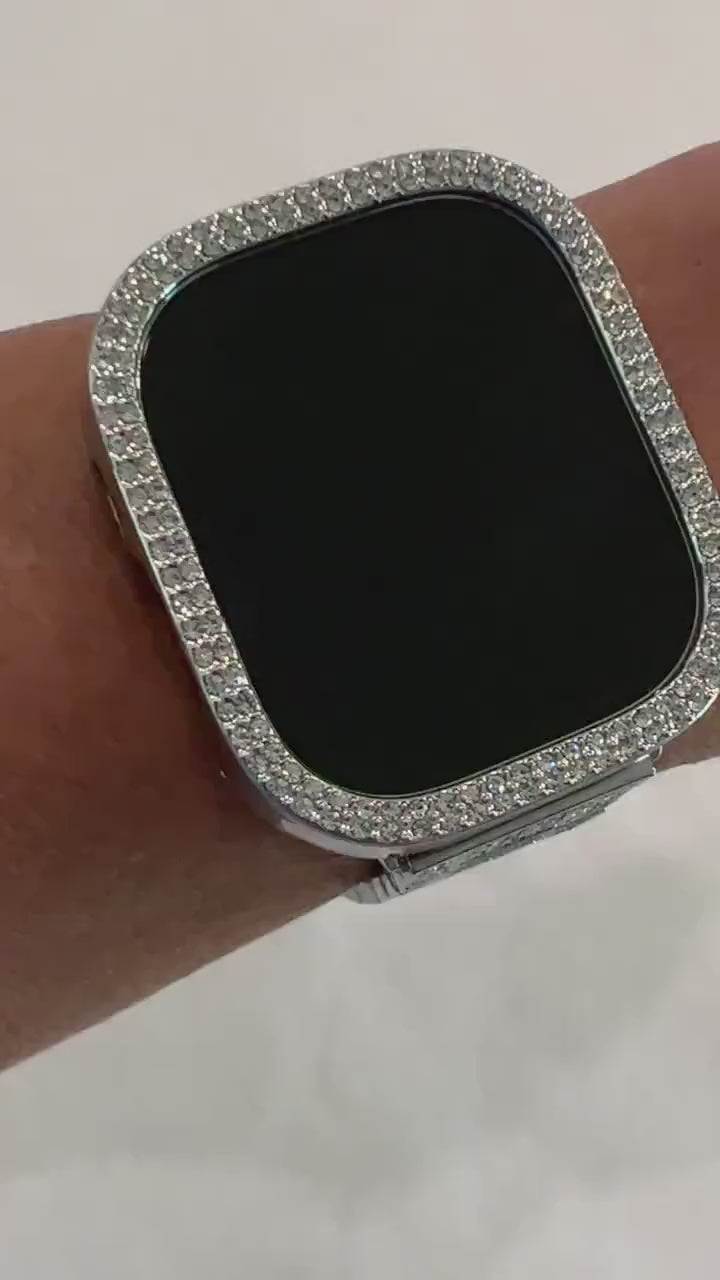 Series 10-11 Apple Watch Band 42mm 46mm Silver Swarovski Crystal Bracelet & or Apple Watch Cover for Iphone Watch Apple Watch Face 38mm-49mm