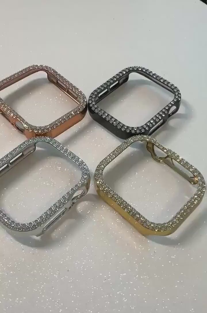 Apple Watch Case 42mm 46mm Series 10-11 Swarovski Crystals Apple Watch Cover 41mm 45mm 49mm Ultra Choice of Silver, Gold, Rose Gold, Black