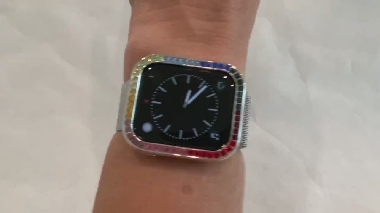 Silver Apple Watch Cover  Crystal Rainbow Apple Watch Cover Smartwatch Bumper Bling 38mm 40mm 42mm 44mm Iwatch Candy