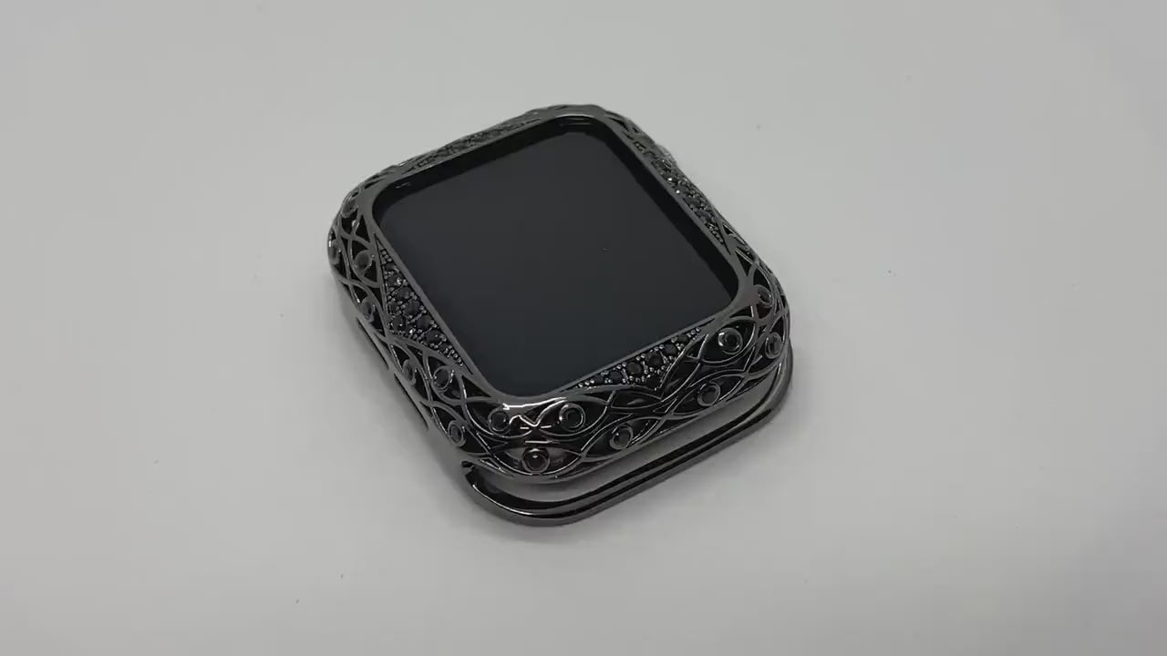 Black on Black Apple Watch Cover  Crystals Womens Apple Watch Case Bumper 38mm-45mm Iwatch Candy Bling Series 2-9
