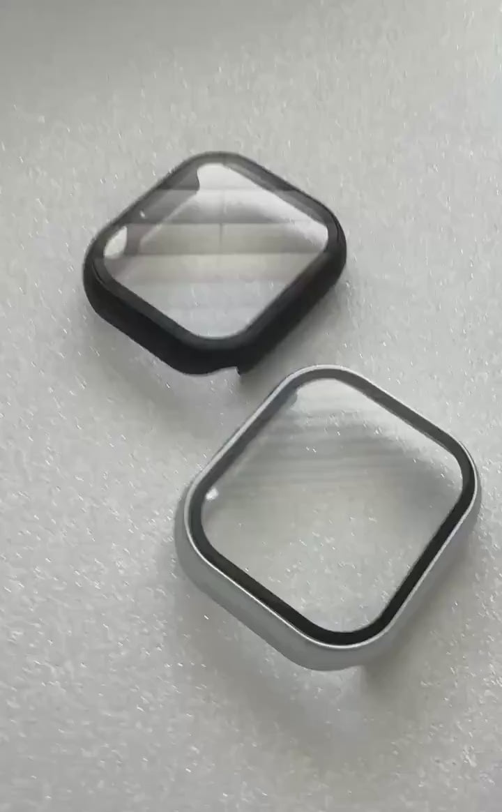 Series 11 Apple Watch Case Black Matte 42mm 46mm with Tempered Glass Screen Protector Iphone Watch Cover or Silver Titanium Color Case
