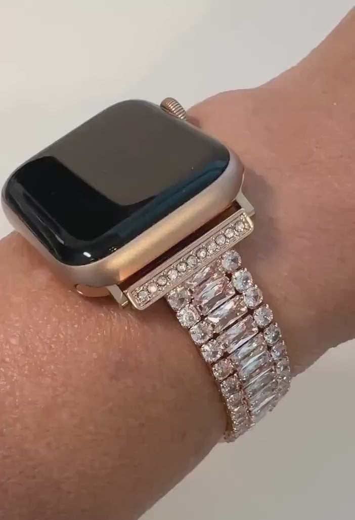 Apple Watch Band Series 10-11 42mm 46mm Rose Gold Swarovski Crystals - Iwatch Band Straps 44mm 45mm 49mm Ultra - Apple Watch Bracelet Bling