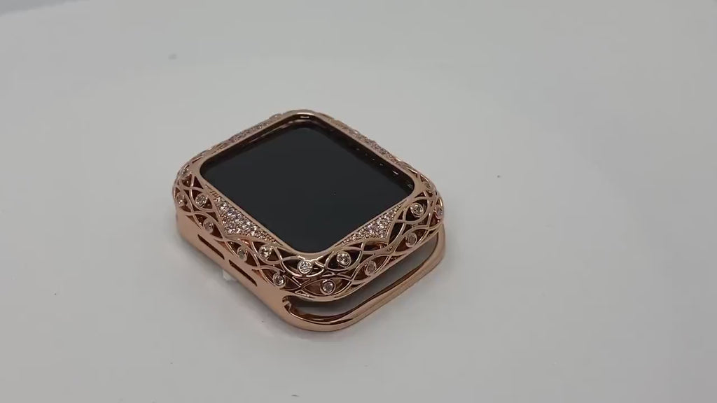 Apple Watch Cover 38mm 40mm 42mm 41mm 44mm 45mm Bezel Rose Gold High End Crystal Smartwatch Bumper Series 2-9 SE Iwatch Candy Bling