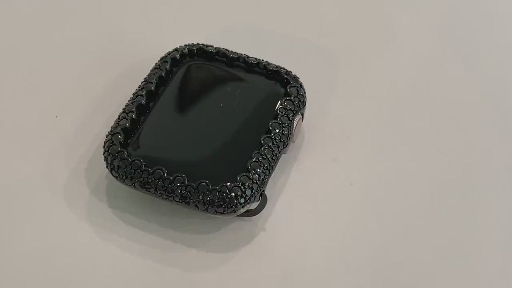 Black on Black Apple Watch Cover 42mm 46mm Series 10 Apple Watch Case Lab Diamond Smartwatch Bumper 38-44mm Series 2-11 Gift for her