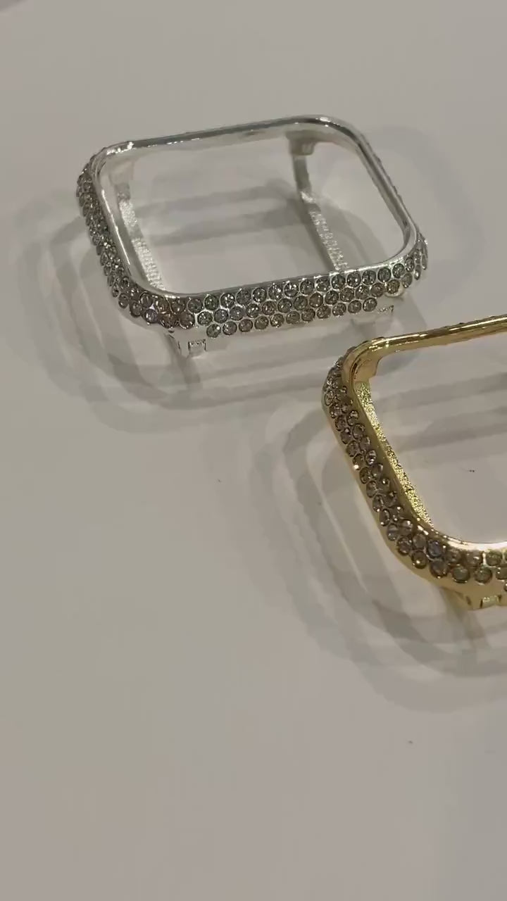 Apple Watch Bezel Case Cover 41mm Silver, Rose Gold, Yellow Gold Swarovski Crystals Stainless Steel Smartwatch Bumper Bling