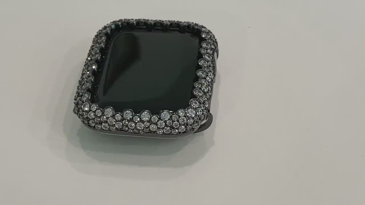 Black Apple Watch Bezel Cover 38mm 40mm 41mm 42mm 44mm 45mm 49mm Ultra Women Lab Diamond Iwatch Bumper Case Bling Series 2-11 SE