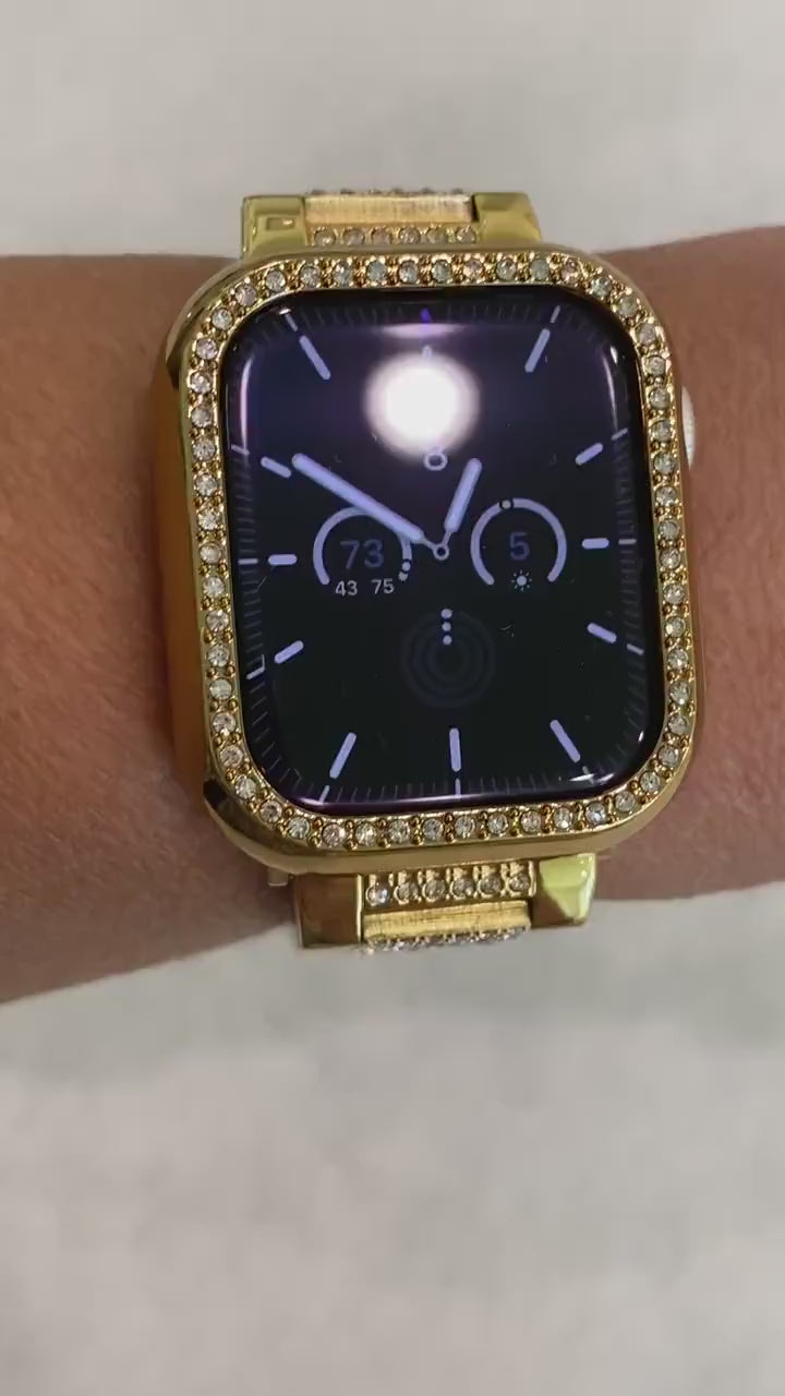 Apple Watch Band 42mm 46mm Series 10-11 Stainless Steel & or Swarovski Crystal Apple Watch Case Apple Watch Face Protector Iwatch Candy