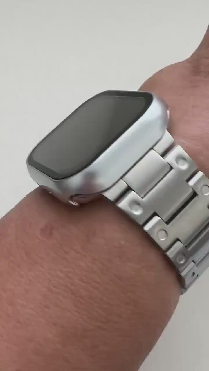 Series 10-11 Apple Watch Band 42mm 46mm Stainless Steel & or Titanium Color Apple Watch Cover Built in Tempered Glass Screen Protector