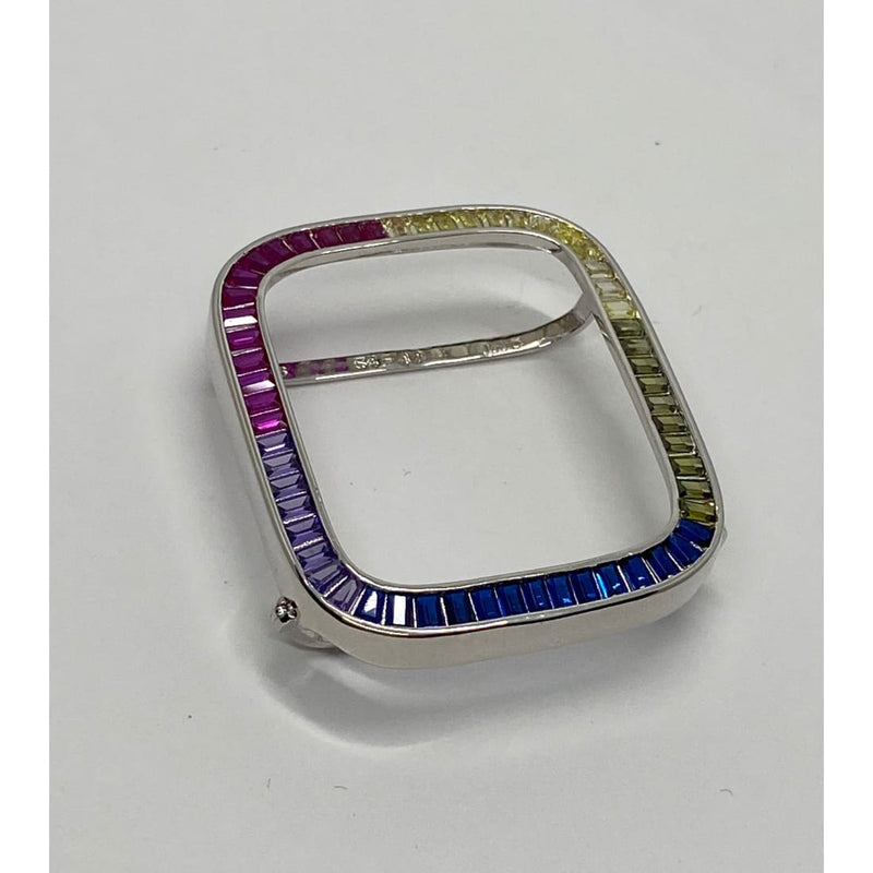 Rainbow Apple Watch Bezel Cover 40mm 41mm 44mm 45mm Silver Lab Diamond Iwatch Case Series 5,6,7 SE - 40mm apple watch, 44mm apple watch,