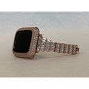 Rose Gold Apple Watch Band Swarovski Crystal Baguettes & or Apple Watch Cover Lab Diamond Bezel Case Smartwatch Bumper Bling 38mm-49mm Ultra