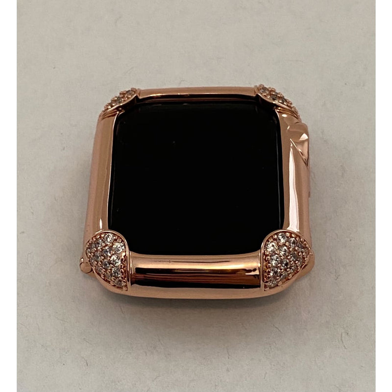Rose Gold Apple Watch Band Women 38 40 42 44mm & or Pave Lab Diamond Bezel Case for Iwatch - apple watch, apple watch band, apple watch band