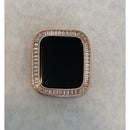 Rose Gold Apple Watch Lab Diamond Bezel Cover Baguette Smartwatch Bumper Bling Series 1-8 SE 38mm 40mm 41mm 42mm 44mm 45mm - apple watch,