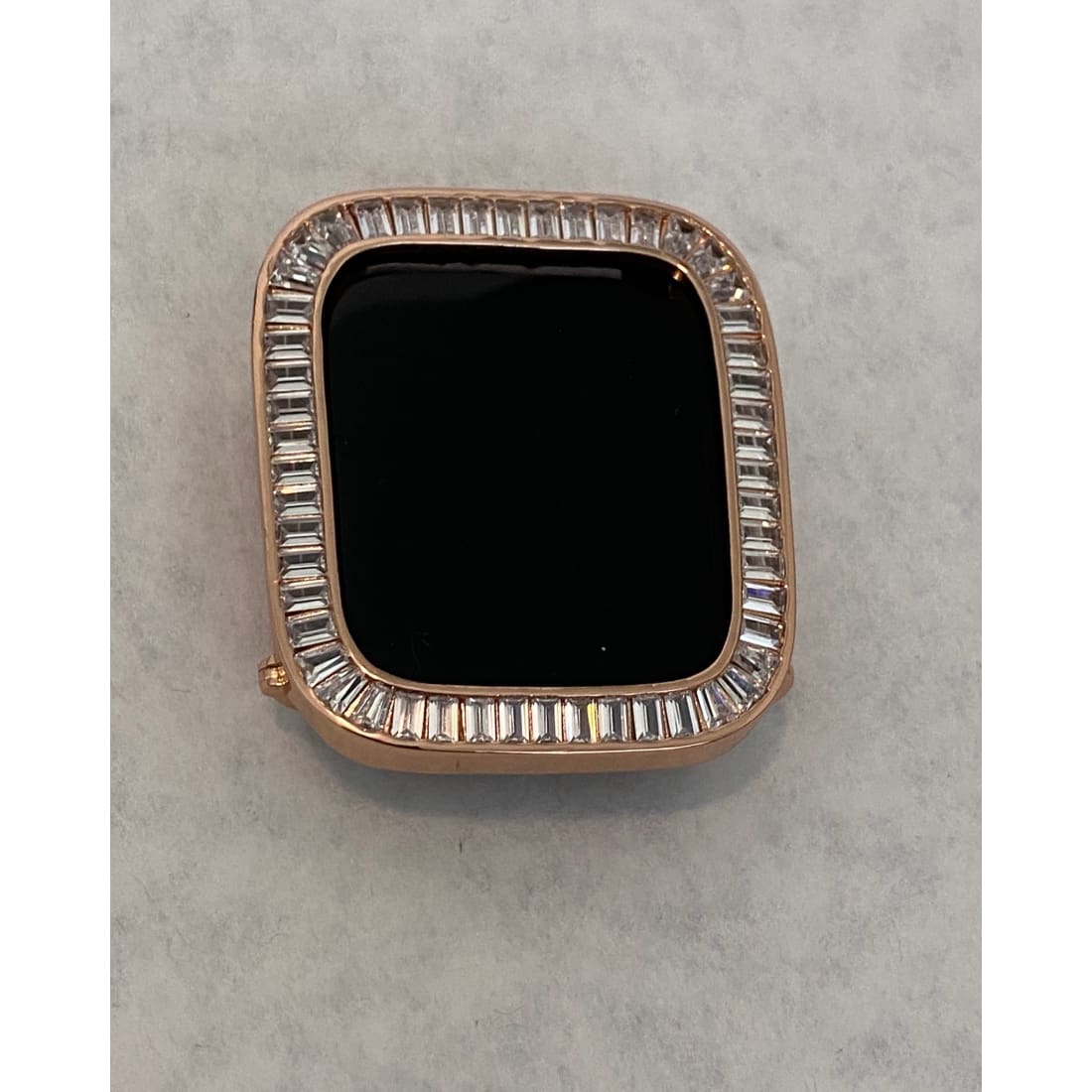 Rose Gold Apple Watch Lab Diamond Bezel Cover Baguette Smartwatch Bumper Bling Series 1-8 SE 38mm 40mm 41mm 42mm 44mm 45mm - apple watch,