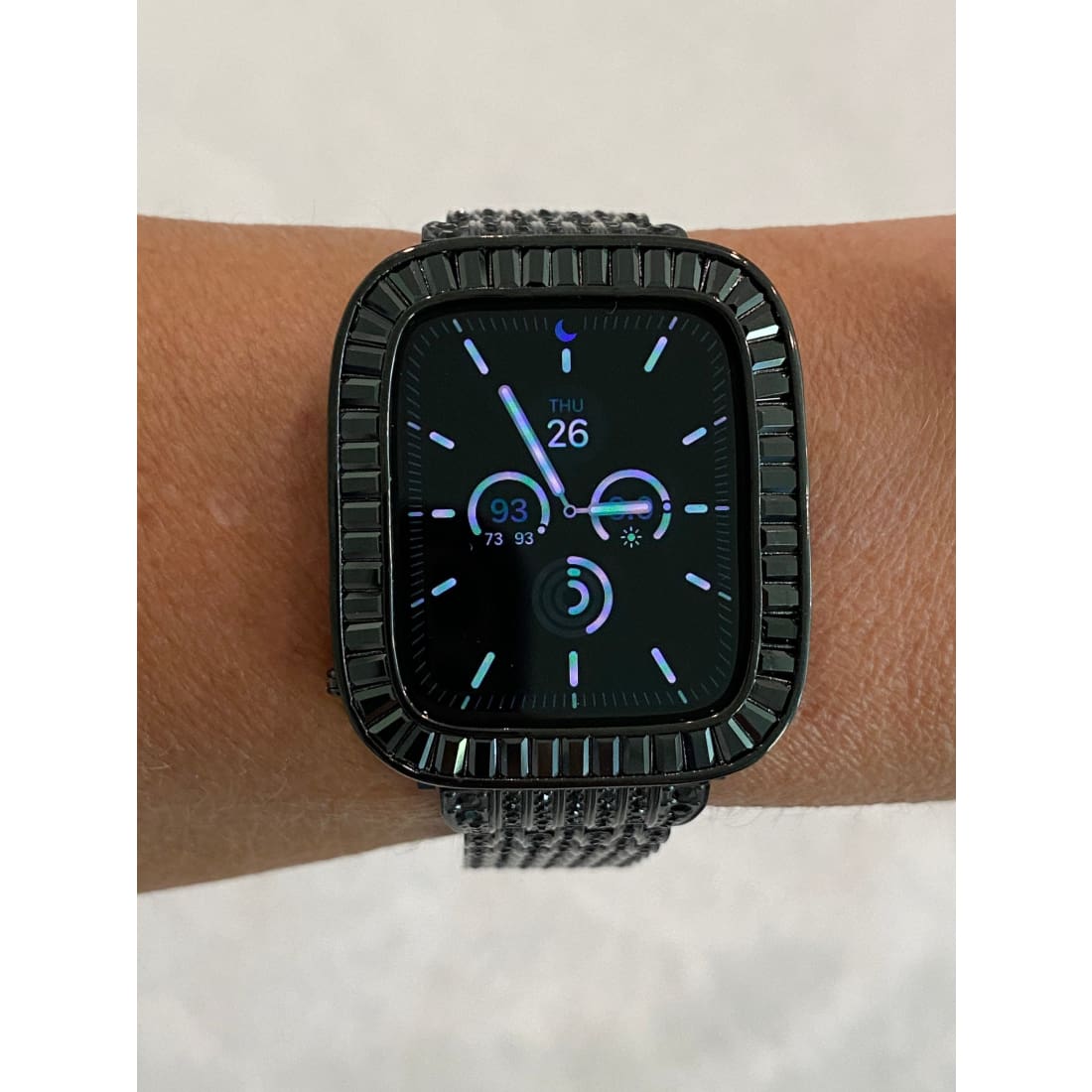 Series 1-8 Apple Watch Band Black on Black & or Iwatch Lab Diamonds Bezel Case Cover 38mm 40mm 41mm 42mm 44mm 45mm - 41mm apple watch, apple