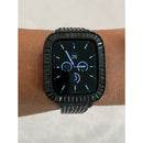 Series 1-8 Apple Watch Band Black on Black & or Iwatch Lab Diamonds Bezel Case Cover 38mm 40mm 41mm 42mm 44mm 45mm - 41mm apple watch, apple