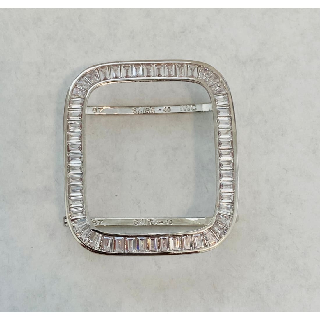 Series 1-8 Silver Apple Watch Band Swarovski Crystals 38 40 41 42 44 45mm & or Baguette Lab Diamond Bezel Cover Smartwatch Bumper - 40mm