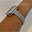 Series 7-8 Apple Watch Band 41mm 45mm Silver Swarovski Crystals 49mm Ultra & or Lab Diamond Bezel Case Smartwatch Bumper 38mm-45mm Bling -