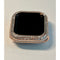 Series 7-8 Apple Watch Bezel Cover 40mm 44mm 3 Rows Lab Diamond Baguettes in 14k Rose Gold Plated Metal Smartwatch Bumper - 40mm apple