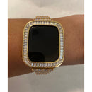 Series 7,8 Gold Apple Watch Band 41mm 45mm Swarovski Crystals & or Lab Diamond Baguette Bezel Cover Smartwatch Case Bling 38mm-45mm - apple
