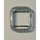 Series 7-8 Silver Apple Watch Bezel Cover 40mm 41mm 44mm 45mm with 3 Rows of Lab Diamond Baguettes Smartwatch Case Bumper Bling - 40mm apple
